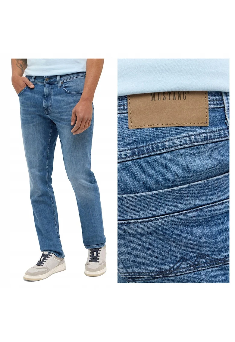 Blugi Barbati,  Washington Straight, Straight Fit, Tdwqfalie Medie, 5 Buzunare, Fermoar, Lungi, Bumbac, Albastru, Albastru