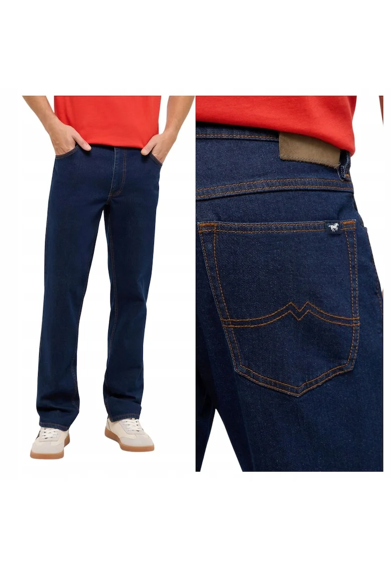 Blugi Barbati,  Tramper Straight, Straight Fit, Talie Medie, 5 Buewqgzunare, Fermoar, Lungi, Bumbac, Albastru, Albastru