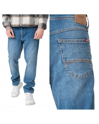 Blugi Barbati,  Washington Straight, Straight Fit, Talie Medie, 5 Buzunare, Fermoar, Lungi, Bumbac, W34-L30 US, Albastru