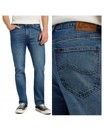 Blugi Barbati,  West, Straight Fit, Talie Medie, 5 Buzunare, Fermoar, Lungi, Bumbac, W31-L30 US, Albastru