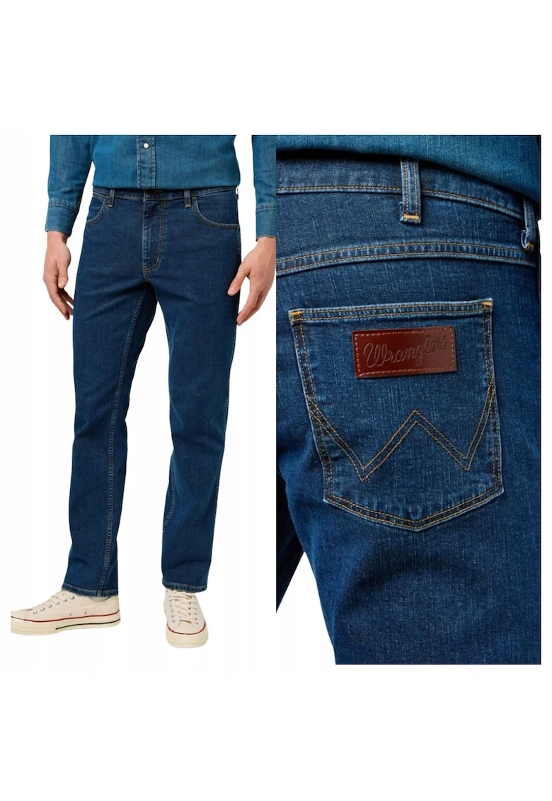 Blugi Barbati,  Greensboro, Straight Fit, Talie Medie, 5 Buzunare, Fermoar, Lungi, Bumbac, W31-L30 US, Albastru