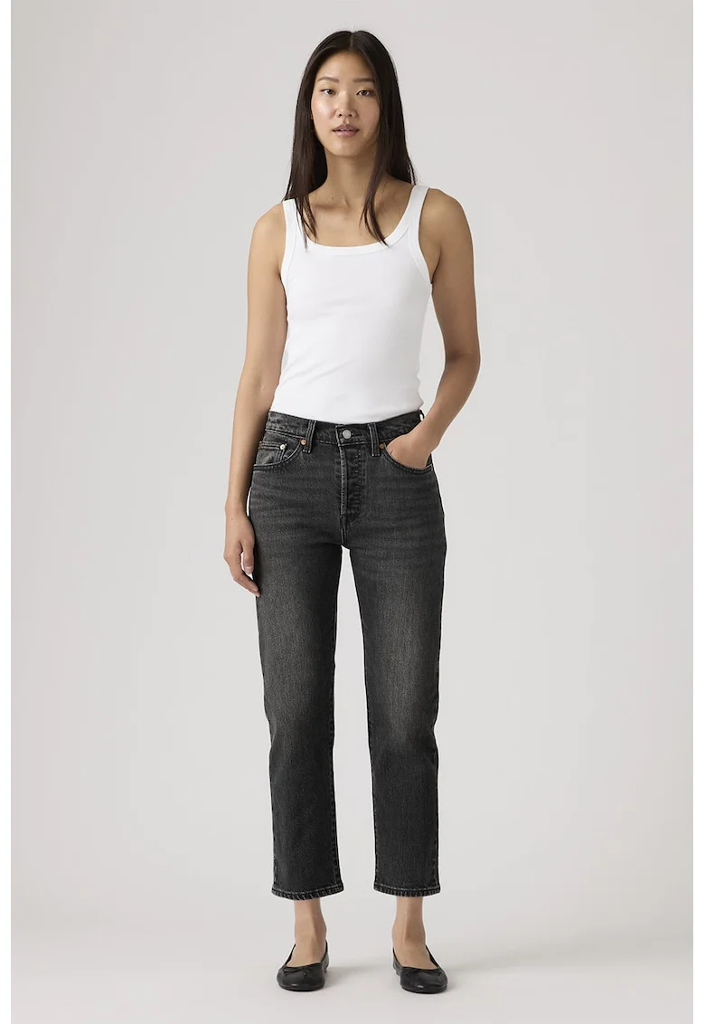 Blugi crop cu croiala dreapta 501®, Gri antracit
