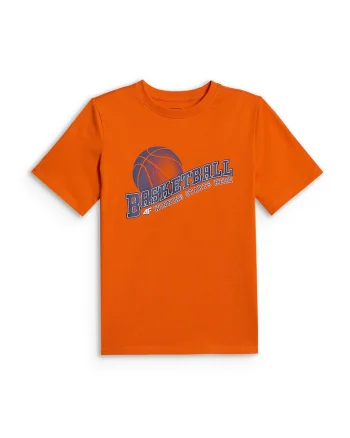 Tricou sport  regular, portocaliu, bumbac, pentru baieti