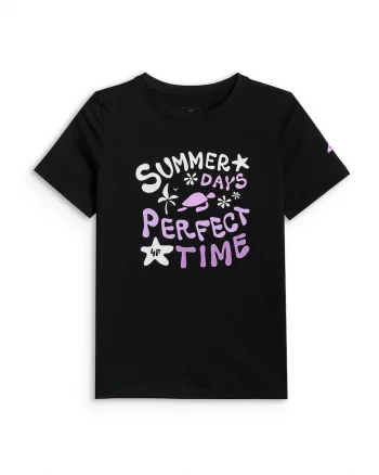 Tricou sport  regular, negru, bumbac, pentru fete