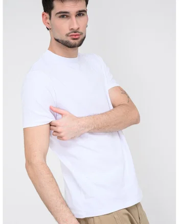 Tricou cu decolteu la baza gatului si detaliu logo, Alb