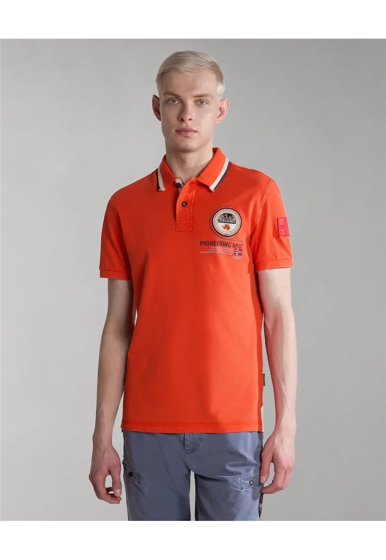 Tricou polo din bumbac cu detalii logo brodate Gandy