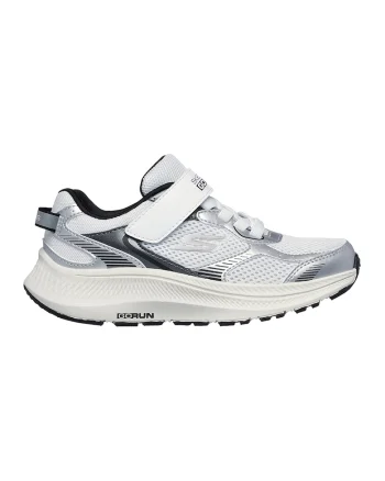 Pantofi sport din plasa cu garnituri din material sintetic Go Run Consistent 2.0, Alb/Argintiu