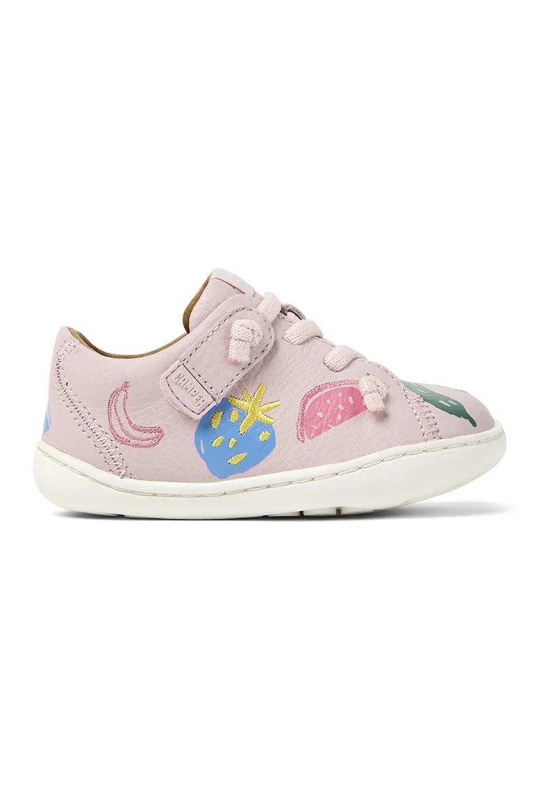 Pantofi sport Peu Cami de piele cu velcro, Roz pal/Albastru deschis