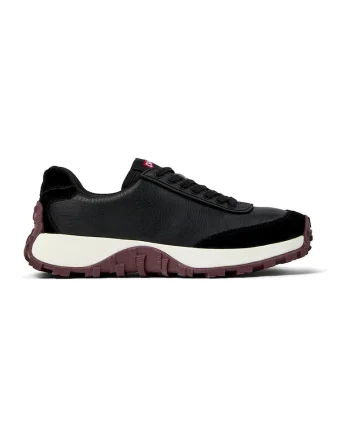 Pantofi sport Drift Trail de piele, Alb/Negru/Negru stins