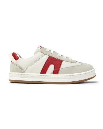Pantofi sport Runner din piele si piele intoarsa, Rosu/Gri deschis