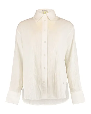 Camasa din bumbac cu guler clasic, Crem