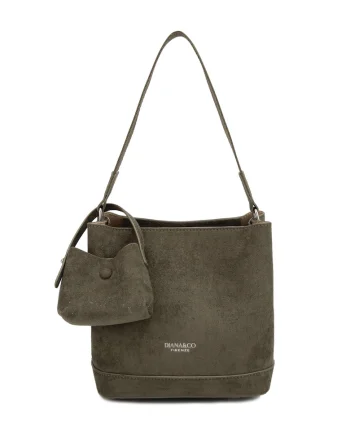 Geanta din piele ecologica cu bareta de umar si etui detasabil Novara Elite, Verde inchis