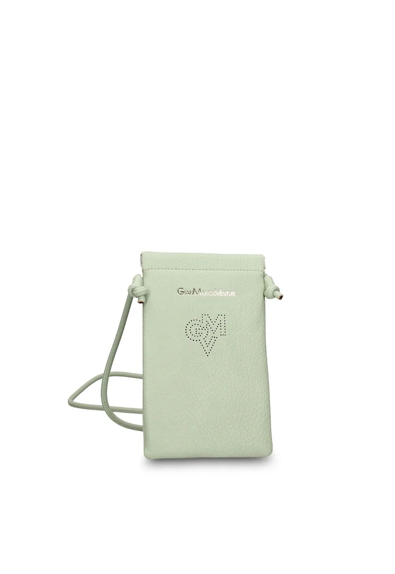 Geanta de piele ecologica cu logo pentru telefon Celestia Nova, Verde
