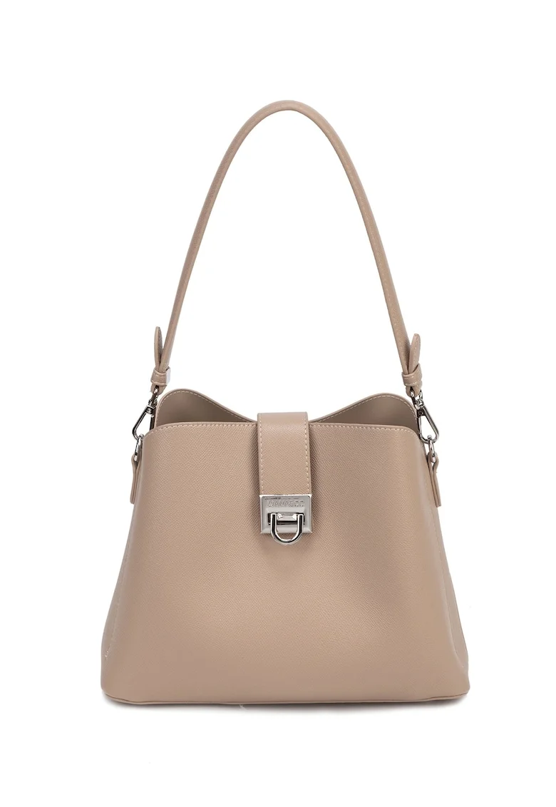 Geanta de piele ecologica cu bareta de umar Valoria, Maro taupe