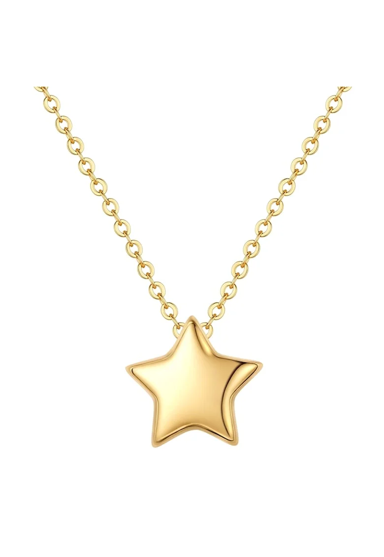 Colier placat cu aur de 14K si decorat cu pandantiv in forma de stea, Auriu