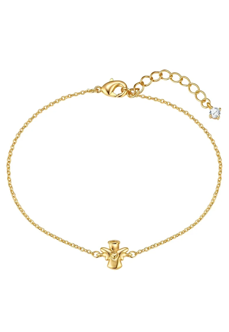 Bratara placata cu aur de 14K si decorata cu talisman inger, Auriu