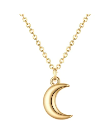 Colier placat cu aur de 14K si decorat cu pandantiv-luna, Auriu