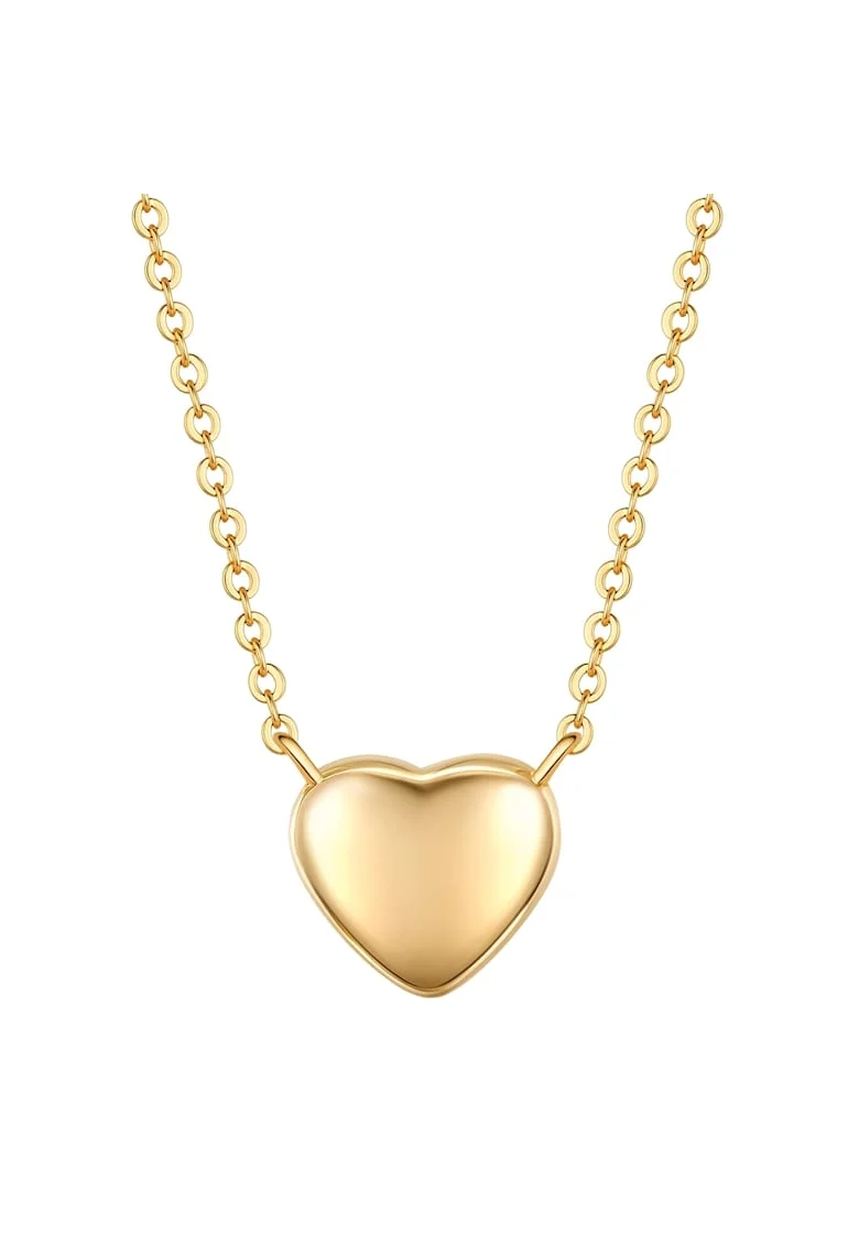 Colier placat cu aur de 14K si decorat cu talisman in forma de inima, Auriu