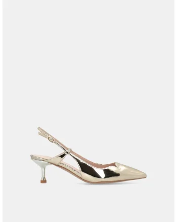 Pantofi slingback din piele lacuita, Auriu