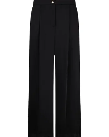 Pantaloni relaxed fit cu talie ajustabila, Negru