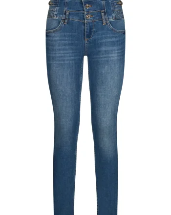Blugi skinnycu talie inalta si aplicatii, Bleumarin