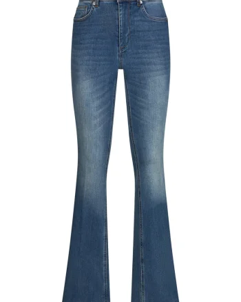 Blugi bootcut cu talie inalta si buzunare, Albastru inchis