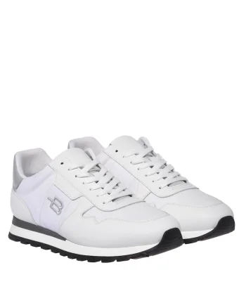 Pantofi sport low-cut cu garnituri de piele, Alb