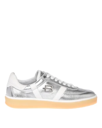 Pantofi sport din piele cu aspect metalic, Argintiu
