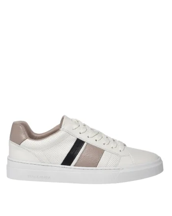 Pantofi sport low-cut de piele, Alb murdar