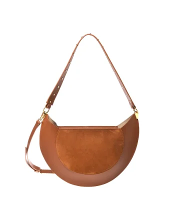 Geanta din piele si piele intoarsa, Maro, 22x36x6