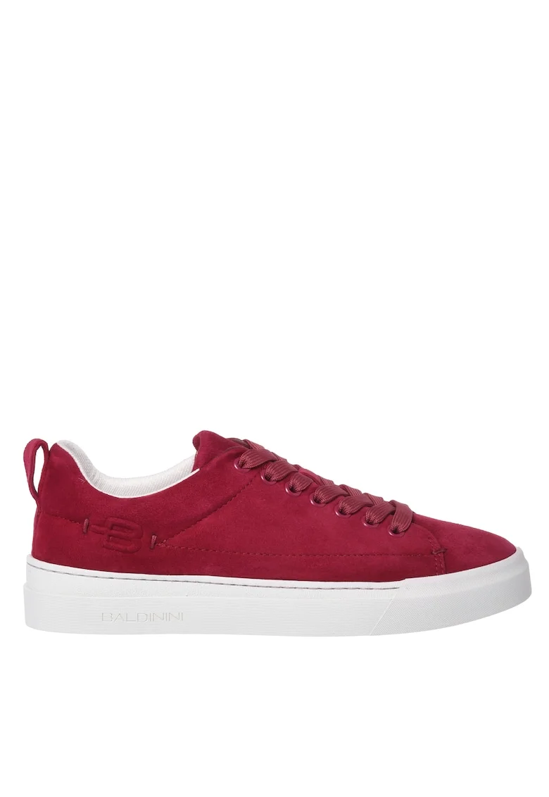 Pantofi sport de piele intoarsa cu sireturi, Fucsia