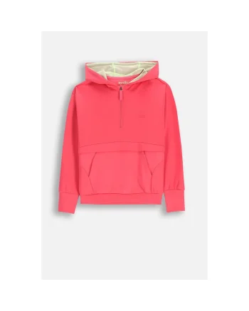 Hanorac sport  roz, tricot moale, cu gluga si buzunar, pentru fete