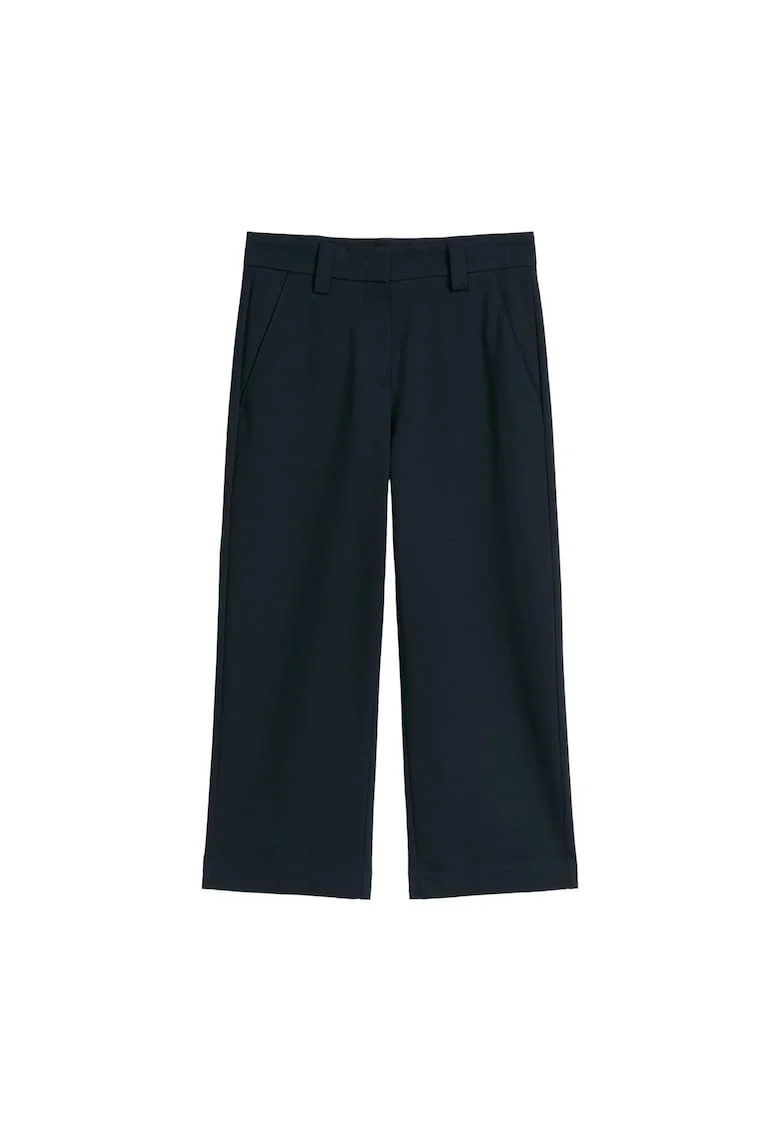 Pantaloni ampli cu talie medie, Albastru inchis