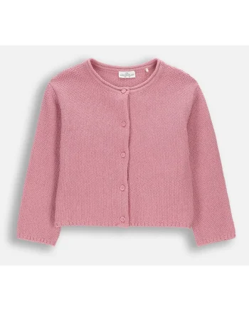 Cardigan  fete bumbac, roz, Roz