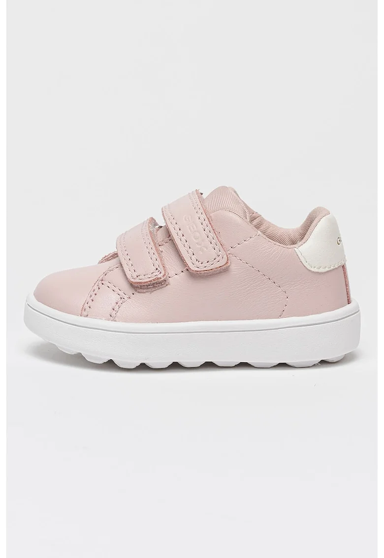 Pantofi sport Minicub de piele cu velcro, Roz pastel/Alb optic