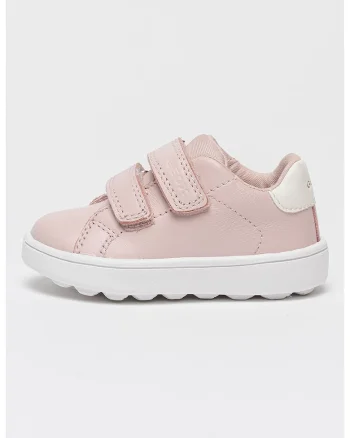 Pantofi sport Minicub de piele cu velcro, Roz pastel/Alb optic