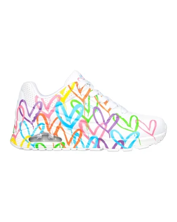 Pantofi sport de piele ecologica cu imprimeu contrastant Uno-Highlight Love, Alb/Violet