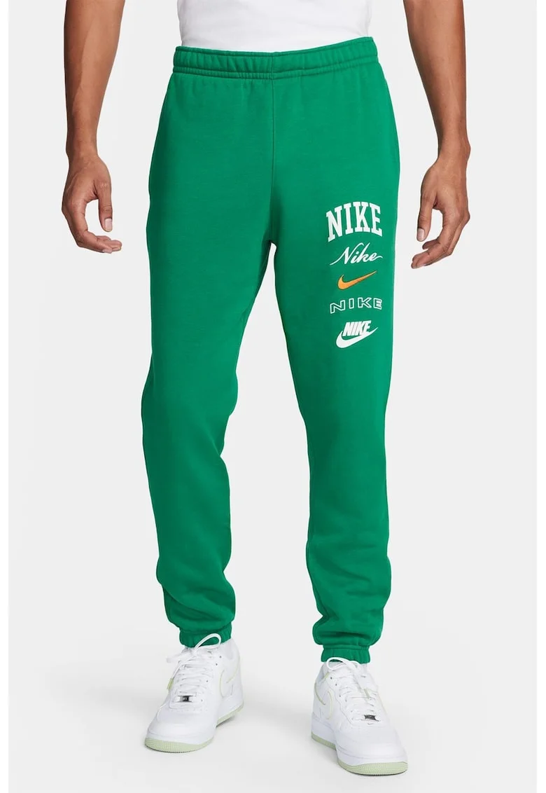 Pantaloni de trening din amestec de bumbac cu buzunare laterale, Portocaliu stins/Alb optic/Verde aquamarin