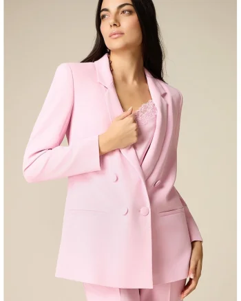 Sacou relaxed fit cu doua randuri de nasturi, Roz deschis