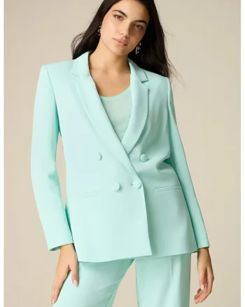 Sacou relaxed fit cu doua randuri de nasturi, Albastru aquamarin
