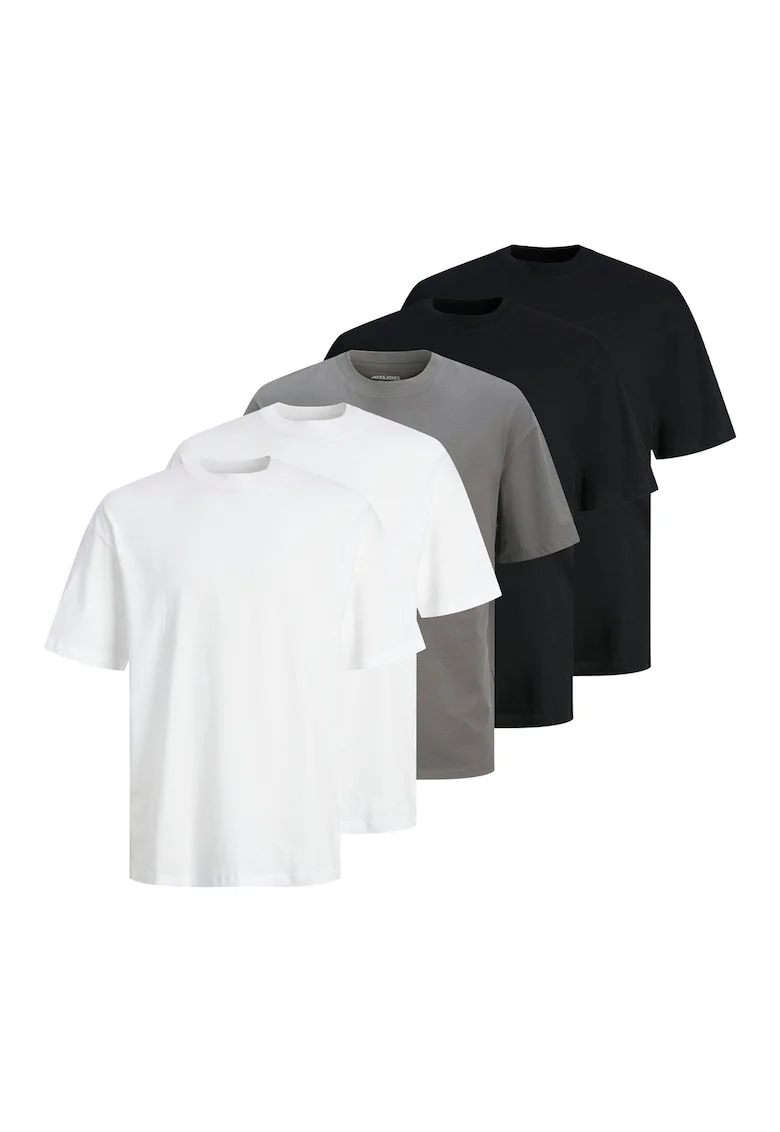 Set de tricouri din bumbac cu croiala lejera Hugo - 5 piese, Alb/Negru/Gri