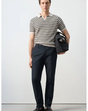 Pantaloni Chino din bumbac cu croaia slim-fit, Bleumarin