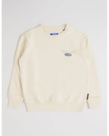 Bluza de trening din amestec de bumbac cu imprimeu text, Albastru ultramarin/Crem