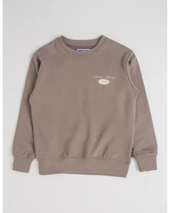 Bluza de trening din amestec de bumbac cu imprimeu text, Maro taupe