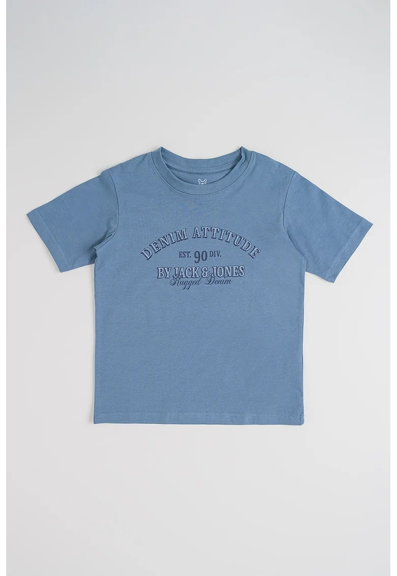 Tricou din bumbac organic cu imprimeu logo, Albastru ultramarin/Albastru prafuit