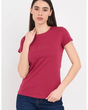 Tricou slim fit cu decolteu la baza gatului, Rosu inchis