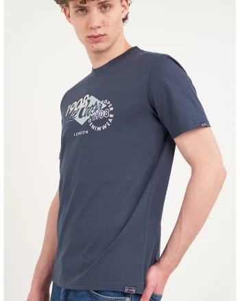 Tricou din bumbac cu model grafic, Bleumarin