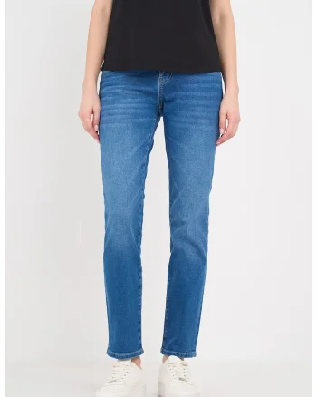 Blugi slim fit cu talie medie, Albastru
