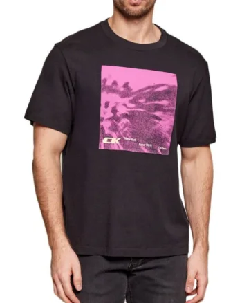 Tricou barbati  SS 20S 5AM CK FLORAL ABST GRAPHI, Bumbac, Negru, Negru