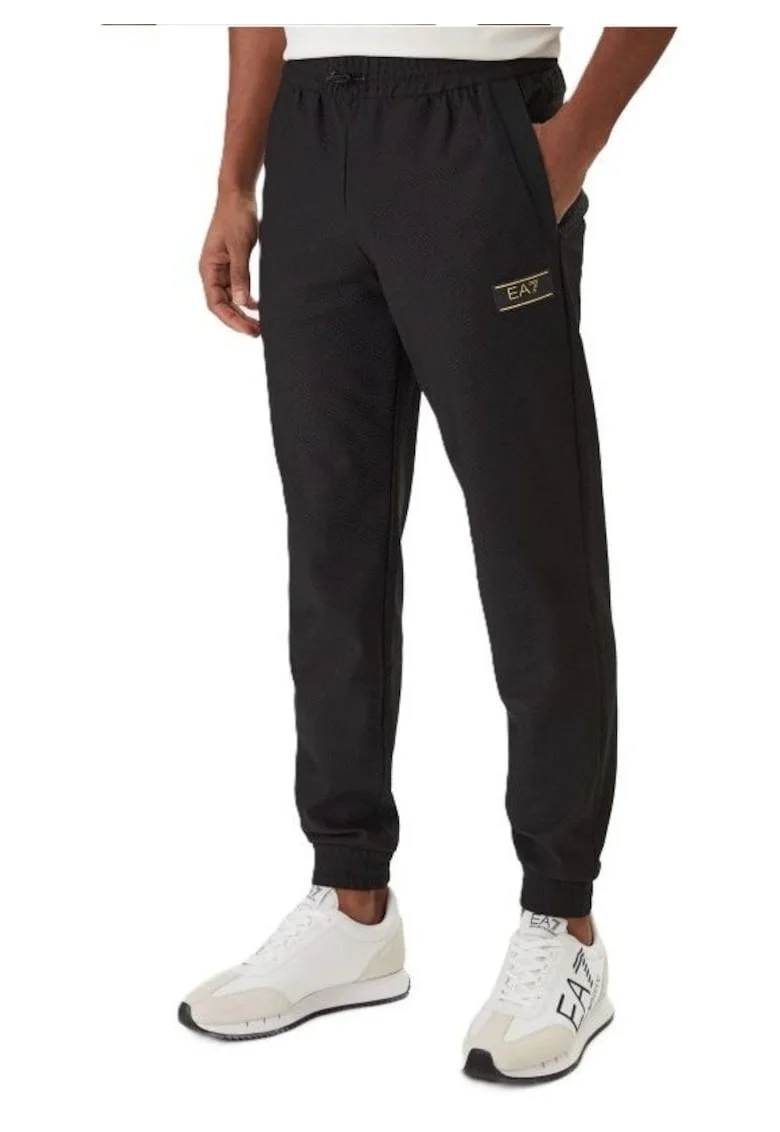 Pantaloni barbati  TRAIN PREMIUM LABEL M PANTS CH KNITTED JACQUARD, Poliester, Negru, Negru